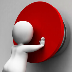Man Pushing Button Showing Controlling © Yay Images