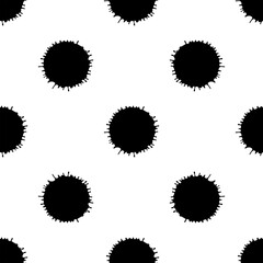The seamless pattern with the black spots is on white background.