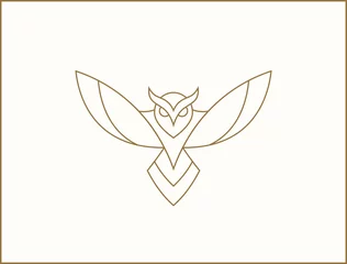 Fototapete Moderne minimale Eulenillustration. Lineares Eulenlogo. © lettett