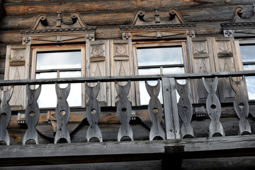 wooden buildings in the countryside