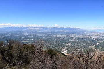 Aerial view of Salt Lake City from Grandeur Peak, Utah