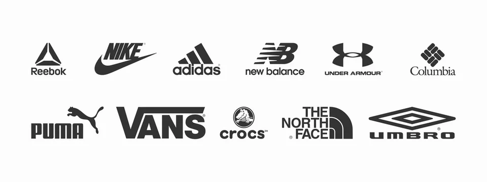 Vector logos of popular sportswear brands. Nike, Adidas, Under Armour, Puma,  The North Face. Vector illustration Stock Vector | Adobe Stock