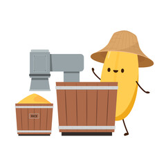 Rice character. rice vector on white background. rice seed. 