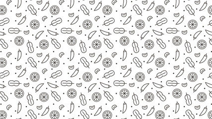 Thailand ingredient pattern wallpaper. Ingredient doodle vector.