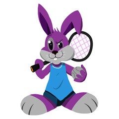 cute rabbit playing tennis clip art vector