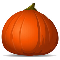 Pumpkin big and ripe orange cartoon illustration icon isolated on white background. Symbol of Thanksgiving Day or Halloween autumn holidays.