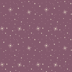 Magical vector seamless pattern with stars