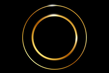 Abstract luxury gold ring on a transparent background. Vector light circles spotlight light effect. Golden color round frame