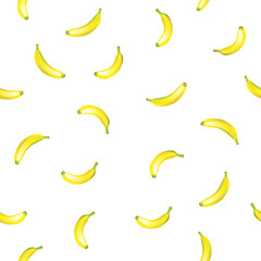 Fototapeta na wymiar Tropical yellow banana seamless pattern on white background. Vector illustration