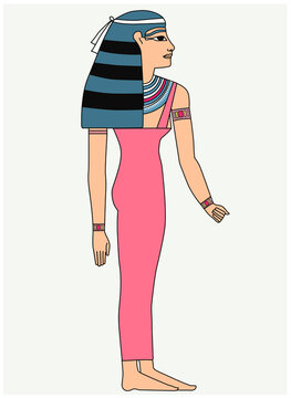 Illustration einer ägyptischen frau aus der zeit der Pharaonen in klassischer Kleidung