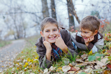 Kids in autumn park