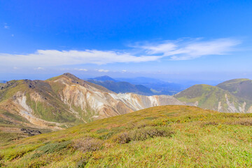 天狗ヶ城山頂から見た初秋のくじゅう連山　大分県玖珠郡　Kujuurenzan early autumn seen from Mt.Tengugajou Ooita-ken Kusu-gun