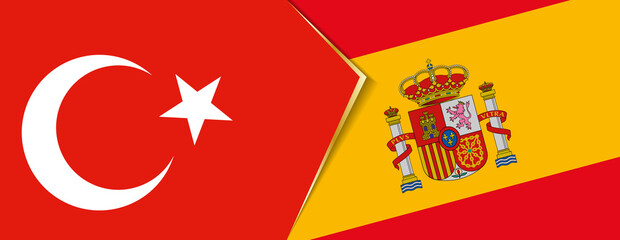 Turkey and Spain flags, two vector flags.
