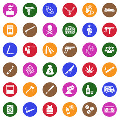Gang Icons. White Flat Design In Circle. Vector Illustration.