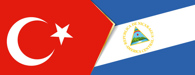 Turkey and Nicaragua flags, two vector flags.