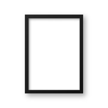 Realistic picture frame isolated on white background. Blank poster mockup. Empty photo frame. Vector illustration.