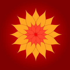 Red flower textured geometric pattern background. Vector illustration.