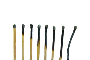 burnt matches graph isolated on white background with copy space.