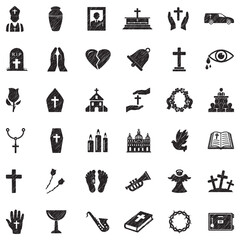 Funeral Icons. Black Scribble Design. Vector Illustration.