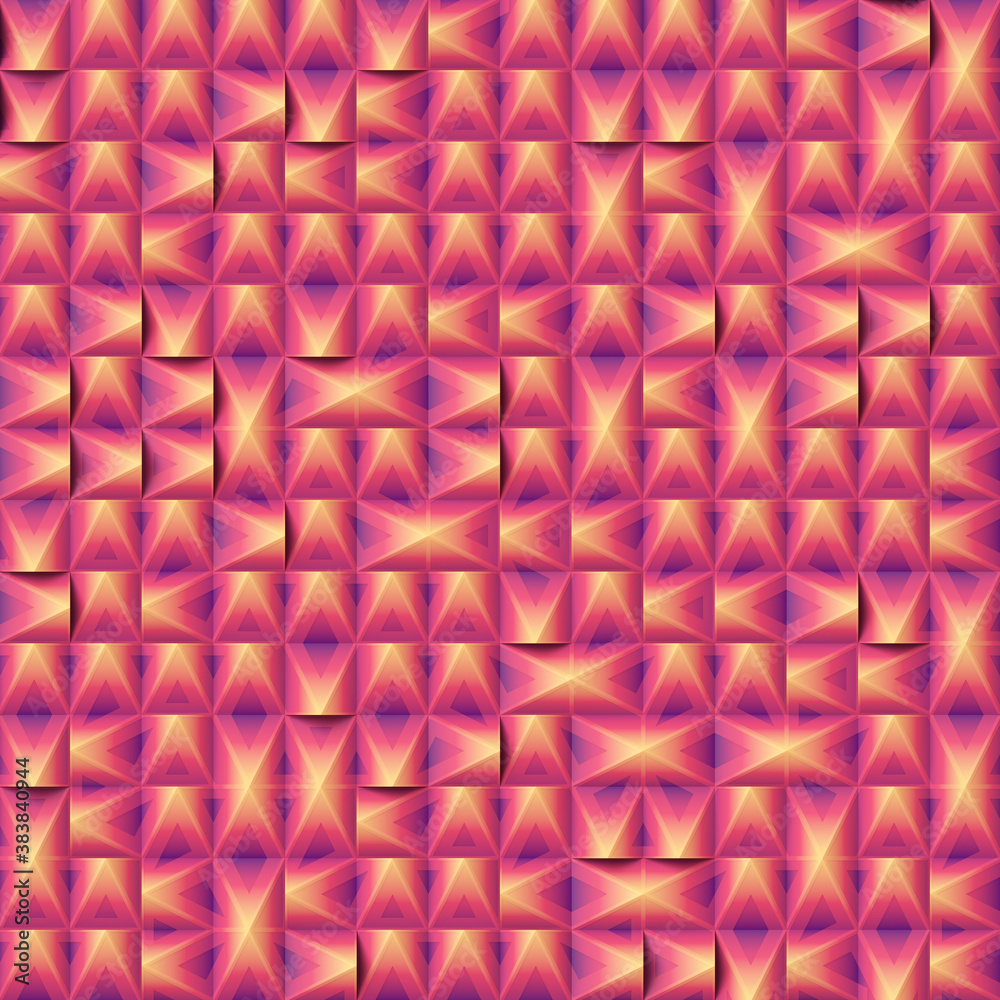 Poster Trendy paper art template with 3d rendering colored randomly spaced geometric shapes. Digital illustration