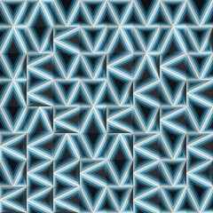 Trendy template with randomly arranged geometric shapes on dark background. Abstract pattern. 3d rendering illustration