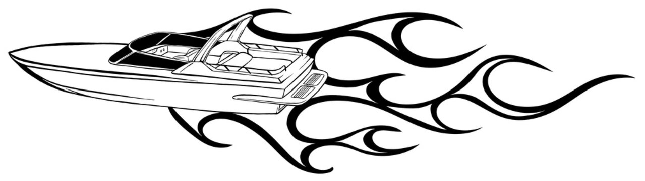 recommend clip art: vector Illustration of a Fast Speedboat on the Water