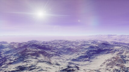 Fototapeta premium beautiful space view, view from an alien planet, exoplanet surface, fantastic planet 3D render