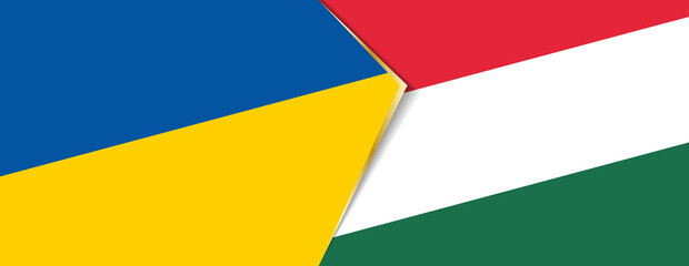 Ukraine and Hungary flags, two vector flags.