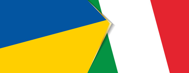 Ukraine and Italy flags, two vector flags.