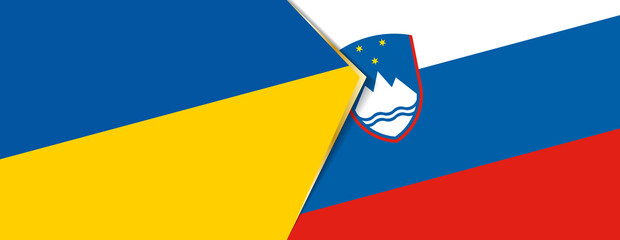 Ukraine and Slovenia flags, two vector flags.