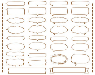 Obraz premium 横長のマーカー風手書きの吹き出し・見出し・あしらい サンプルテキストなし