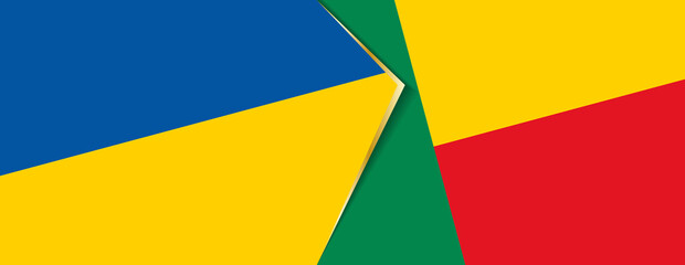 Ukraine and Benin flags, two vector flags.