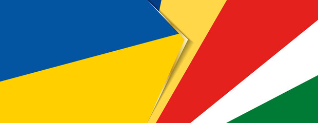 Ukraine and Seychelles flags, two vector flags.