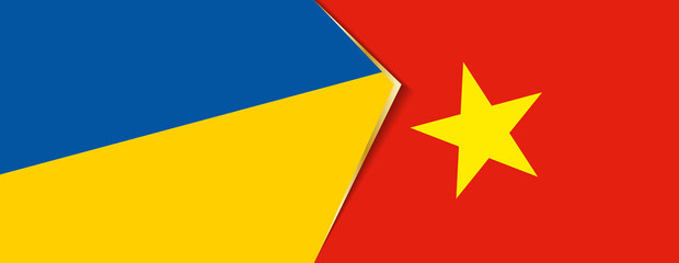 Ukraine and Vietnam flags, two vector flags.