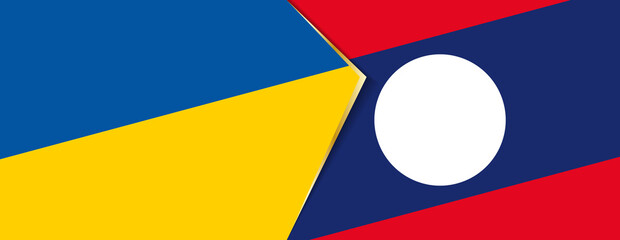 Ukraine and Laos flags, two vector flags.