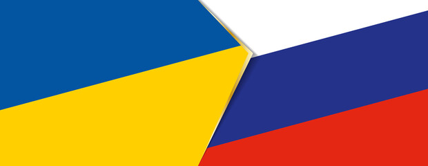 Ukraine and Russia flags, two vector flags.