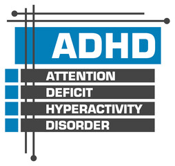 ADHD - Attention Deficit Hyperactivity Disorder Blue Grey Boxes Top Bottom Squares 