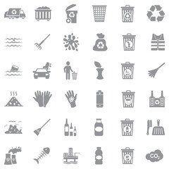 Garbage Icons. Gray Flat Design. Vector Illustration.