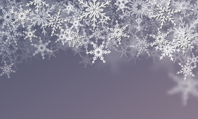 Banner with snowflakes. Christmas design, decor. Vector illustration. New Year Wallpaper.