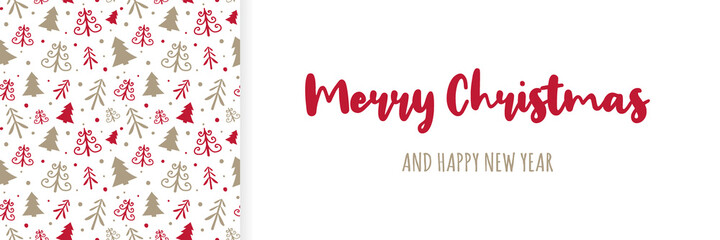 Christmas banner with trees and wishes. Vector