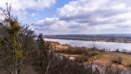 Vistula river at Poland. View from drone.