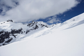 Mountain peaks beneath snow