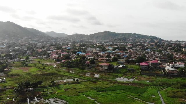 Pure area houses on Africa, Sierra Leone Drone video