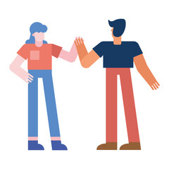 Couple of woman and man holding hands vector design