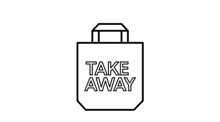 Vector Isolated Black and White Take Away Bag Icon or Sign