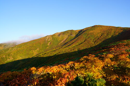 Scenery of Mt. Kurikoma in Japan with beautiful autumn colors