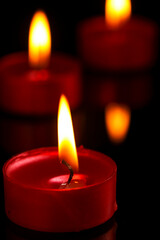 Indian festival diwali , candle on dark background