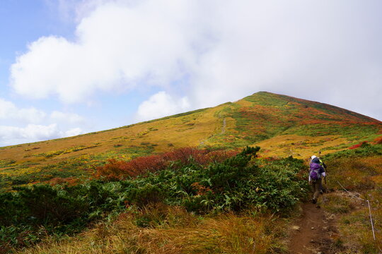 Scenery of Mt. Kurikoma in Japan with beautiful autumn colors