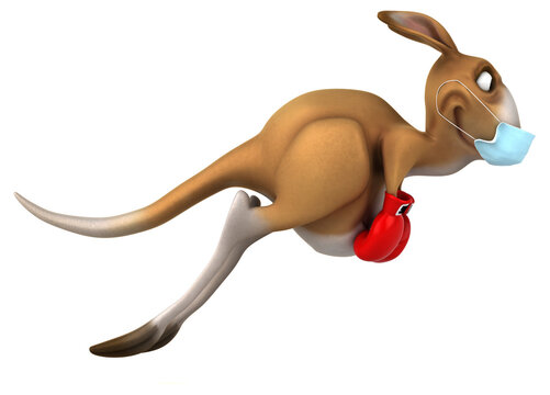 Fun cartoon Kangaroo with a mask