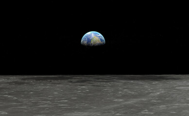 Levé de Terre observé depuis la lune - Reproduction 3D © Fox_Dsign